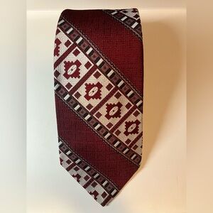 Vintage John Frederics Men's Striped Burgundy Tie